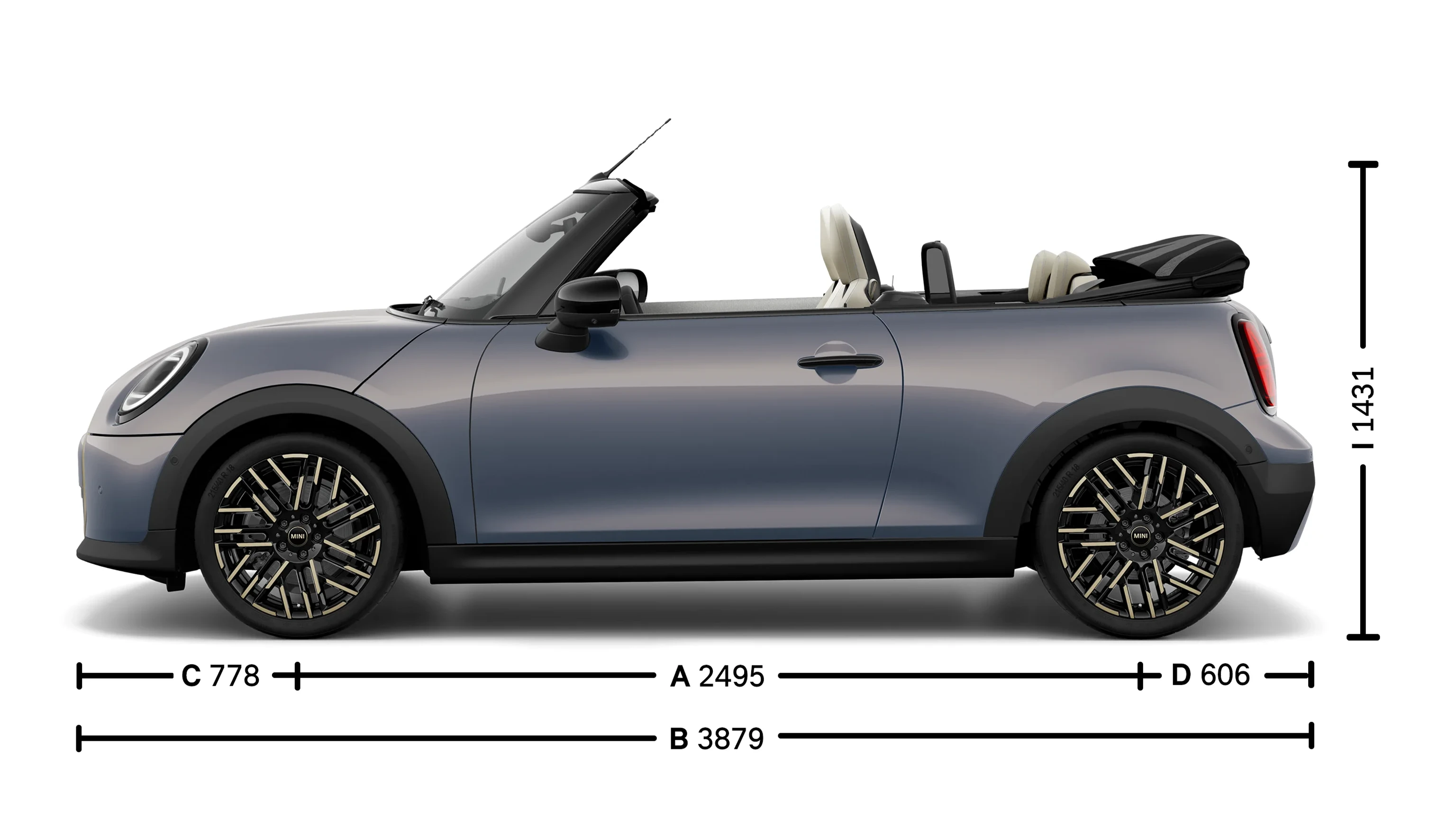 MINI Cooper Cabrio - boyutlar - giriş resmi